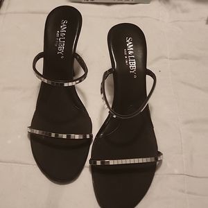 Sam & Libby high heel strappy black sandals, size 10...